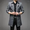 Herrgravrockar stora 6xl 7xl 8xl medium lång kappa man 2023 Business Casual Men's Wear Dad Suit Collar Fat Big Size