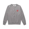 Des créateurs chasqueurs masculins CDG com des garcons jouer à bouton Blue Wool Women's Pull Crew Necy Cardigan Double Red Hearts Size S M