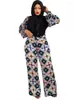 Ethnic Clothing African 2 Piece Sets Womens Elegant Outfits 2023 Long Sleeve Top And Printed Pants Suit Two Lady Party Matching