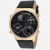 Avanadores de punho Big Golden Case Mens relógios duplos Times Military Wrist For Men Luxury Leather Strap Sports Relógio Relógio Masculino Man