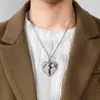 Ketens hiphop micro plave kubieke zirkonia iced bling gebroken hart hangers ketting voor mannen rapper sieraden zilveren kleur