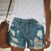 Jeans femininos de moda média de jeans rasgou shorts jeans plus size size solto retrô blue short summer 230330