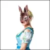 Party Masks Bunny Mask Animal Eva Half Face Rabbit Ear för påsk Halloween Mardi Gras kostym Tillbehör Drop Delivery Home Garden F DHCJI