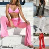 Women's Pants Capris Sexy Ruffle Women Beach Mesh Pants Sheer Leg Pants Transparent See through Cover Up Bikini Trouser Pantalon 230330