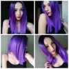 Synthetic Wigs Wignee 2 Tone Ombre Purple Synthetic for Women Middle Part Short Straight Hair High Temperature Cosplay Party Daily 230227