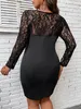 Sukienki plus rozmiar Rozmiar 4xl Bodycon Curvy Sukienka dla kobiet jesienna zimowa koronkowa mini mini duże duże ubrania wieczorne impreza 230330