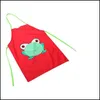 Aprons Cartoon Frog Pattern Kids Children Waterproof Painting Eating Apron Girl Boy Lovely Cooking 5 Color Available Drop Delivery H Dho4A