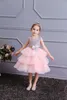 Mädchenkleider Rosa PaillettenBrautjungfernkleid Mädchen Blume Ballkleid Kinder Offener Rücken Hochzeit Festzug Erstkommunion