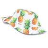 Brede rand hoeden zomer citroen geprinte emmer hoeden voor vrouwen mannen kinderen cherry ananas dubbelzijdige panama caps vissen bob sun vissers hoed p230327