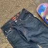 Jeans masculinos americanos hip hop rua anime impresso jeans mens y2k alta harajuku casual calças de pé largo solto perna reta 230330
