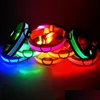 Dog Collars Leashes Led Nylon Collar Cat Harness Flashing Light Up Night Safety Pet Mti Color Xsxl Size Christmas Accessories Drop Dhmwe