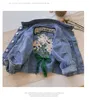 16136 Cappotto di jeans per bambini autunno-primavera Giacca di jeans con fiori vintage Cappotti per bambini