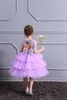 Mädchenkleider Pailletten Hochzeitskleid für Mädchen Brautjungfer PurpleTutu Puffy Abendkleider Backless Bow Party Dresses4-13 Jahre