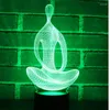 Night Lights 3D LED Light Yoga met 7 kleuren voor huizendecoratielamp Verbazingwekkende visualisatie Optische illusie GEWELDIG