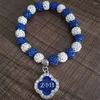 Braccialetti con ciondoli Doppio naso Bianco Blu Disco di cristallo Sfera perline Zeta Phi Beta Braccialetti per Sorority Greek Life Member Gift Souvenirs