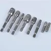 Silver 8pcs/set 1/4" 3/8" 1/2" Hex Shank Extension Bits Power Drive Drill Socket Adapter