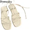 Sandały Summer Kobiety Gladiator Sandał Sandał Sandał Cross Otwarty palca Sandalias Sandalias Casual Lace Up Beach Flats Buty 230329