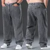 Heren jeans flodderige mannen casual broek brede poot klassiek werkbroek grijs denim 230330