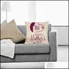 Pillow Case Mother Day Happy Design Linen Cotton Ers Square Sofa Cushion Er 45Cmx45Cm Drop Delivery Home Garden Textiles Bedding Supp Dhq92