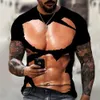 Mens Tshirts Summer Clothing Men Tshirt Abstract Funny Pectoral Muscle 3D Print Top Graphic Round Neck T Shirts Streetwear Clothes Overizd 230330