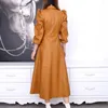 Casual Dresses Premium Custom Leather Dress Women's Winter Women's French Puff Long Sleeve Single Breast Jacket 230330