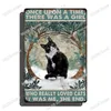 Funny Black Cat Metal Tin Sign Vintage Poster Bathroom Wall Art Decor Man Cave Cafe Garage Home Decoration Plate 30X20cm W03