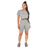 Womens Designer Clothing Tracksuits Two Piece Outfits Fashion Round Neck Short Sleeve Sweater Pocket Shorts Set Two Pieces