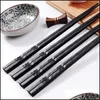 Chopsticks Glass Fiber Eloy Black Reusable Diskmaskin Safe Sushi Fast Food Noodles Chop Sticks Chinese Bestall Drop Delivery Home G DHSK6