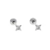 Boucles d'oreilles délicates en argent sterling 925, mini breloque en forme d'étoile à géométrie mignonne avec pavé de CZ clair, bijoux de fête à la mode pour femmes