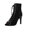 Сандалии кружевные каблуки 9см женская обувь летняя тенденция черная сексуальная сексуальная модель для сапог модные ткани для шпильки джазовый танец женская 230330
