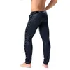 Herren Jeans SXXL Marke Herren Leder Niethose Slim Fit Elastische Art Frühling Sommer Mode PU Hose Motorrad Streetwear 230330