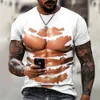 Mens Tshirts Summer Clothing Men Tshirt Abstract Funny Pectoral Muscle 3D Print Top Graphic Round Neck T Shirts Streetwear Clothes Overizd 230330