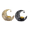 Świeczści Ramadan Moon Shape metalowy posiadacz świecy Eid Tealight puste świeczniki