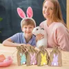 Present Wrap 6st Linen Easter Bag Spring Party Bunny Candy Cookie Packing Bags Kids Birthday Decoration Favor Rabbit Pouch 230330