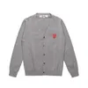 Designer Men's Sweaters CDG Com Des Garcons Play Women's Double Hearts Sweater Khaki Button Wool V Neck Cardigan Size XL
