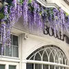 Dekorativa blommor Wisteria Artificial Hanging Garland Vine Rattan Fake Violet Tak Flower String For Home Garden Wedding Office Decor