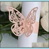 Anneaux de serviette papillon creux boucle de papier 3D pour baby shower fête restaurant table décor livraison directe maison jardin cuisine Dhr2V