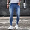 Heren jeans zomer mode mannen slanke vorm blauw elastische kleur strakke broek broek broek street casual sociale hoogwaardige denim 230330