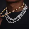 Hip Hop Men's 14mm Baguette Cuban Link Neck Chain Gold Plated Copper Aaaaa Zircon Iced Out Jewelry Necklace