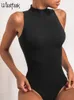 Kobiety S Jokssuits Rompers Waatfaak Seksowne bez rękawów Body Bodycon Summer Black S okrągła szyja Romper Body Suit 230330