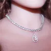 Choker voller Strass Oval Anhänger Halskette Mode glänzender Stein Kristall Zirkon Design Kette für Frauen Hochzeit
