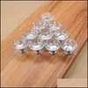 Handles Pulls Diamond Shape Design Crystal Glass Knobs Cupboard Der Pl Kitchen Cabinet Door Wardrobe Hardware For Home Drop Delive Dh7Gp