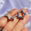 Boucles d'oreilles créoles en acier inoxydable pentagramme étoile oreille goujon doux Cool bijoux mode Piercing cadeau d'anniversaire 124A