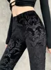 Women's Pants Capris InsGoth Retro Gothic Print Black Pants Goth Harajuku High Waist Flared Pants Gothic Aesthetic Punk High Waist Women Trousers 230330