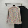 Nuove donne designer giacche da donna all'inizio della primavera Celebrity Colore intrecciato intrecciato sottile Coat a collo rotondo con spilla senza marca di polvere Desig Abbigliamento Desig