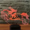 Veilleuses 3D lumière LED monter une équitation avec 7 couleurs pour la décoration de la maison lampe incroyable visualisation illusion d'optique