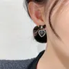 Bengelen oorbellen Koreaanse mode vintage zwarte parel kristal zirkon kersen boog-knoop hartdruppel voor vrouwen esthetische sieradenfeestjes geschenken