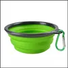 Dog Bowls Feeders Solid Color Pet Cat Bowl Folding Collapsible Sile Puppy Doggy Feeder Water Food Container Foldable Style Drop De Dhjqw