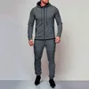 Tute da uomo 2 pezzi Track Wear da uomo Autunno Felpa con cappuccio Pantaloni con coulisse Felpa da lavoro con pannello a righe da uomo BigSweety 230330