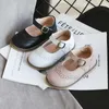 Athletic Outdoor Children Leather Shoes Fashion Solid Color Spring Flat Girls Sneakers Kids Shoes for Girl Baby Single Shoes Black SMG063 W0329